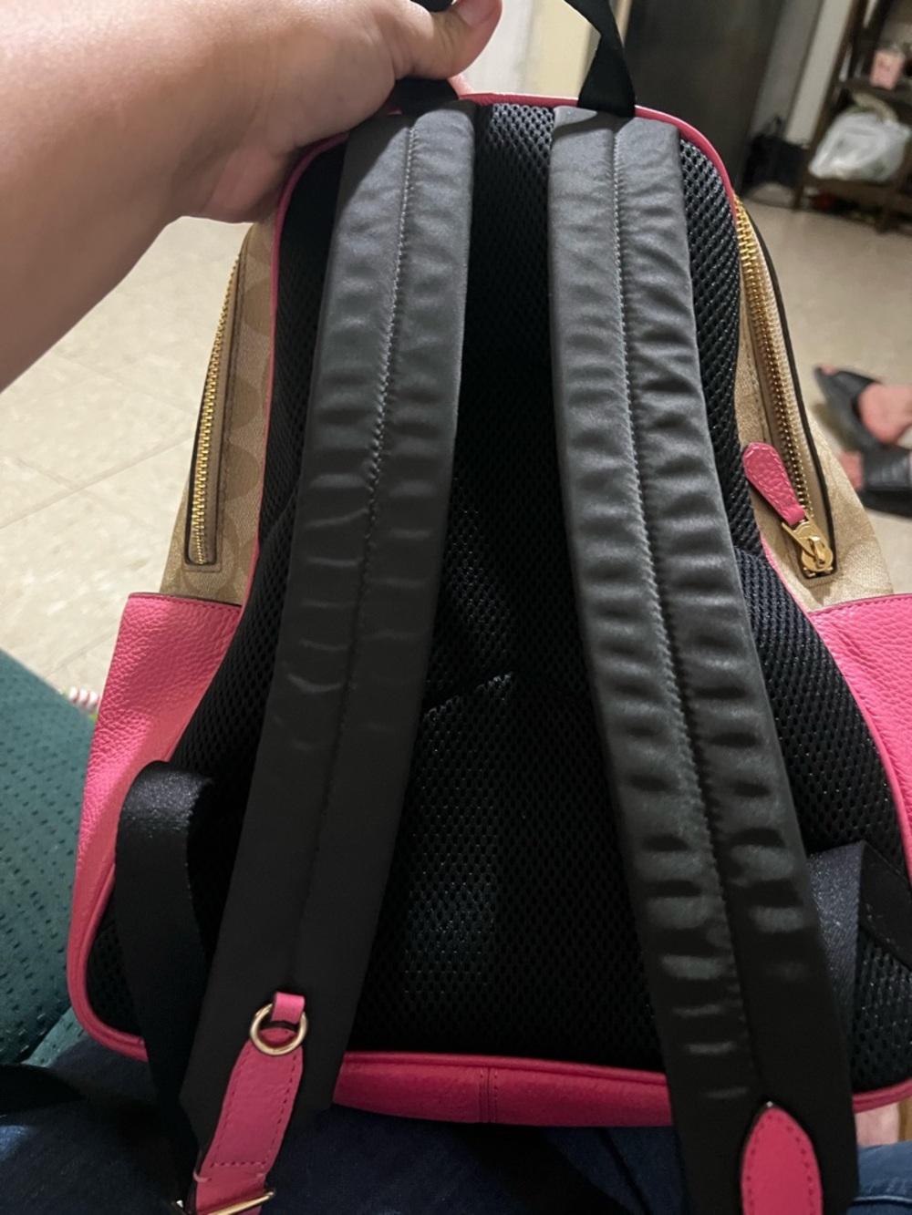 Coach Signature Canvas Mini Backpack with Hot Pink Leather Trim - Picture 4 of 4